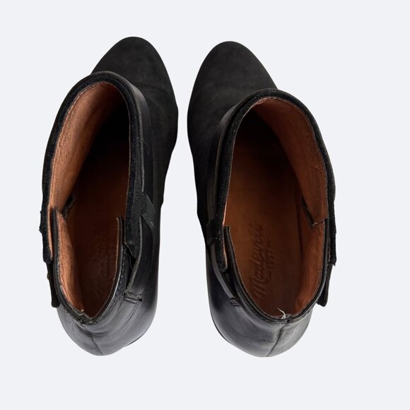 Madewell Womens Leather‎ Suede Ankle Boots Size 7 Black Heel Bootie - Picture 5 of 11